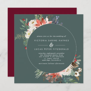 Invitation Carré Winter Sage & Marsala Floral Mariage