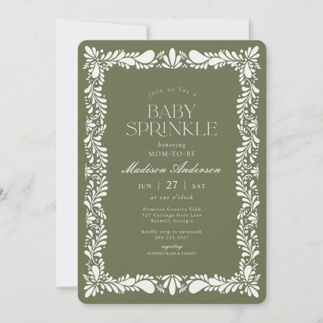 Invitation Carreau de Talavera vert Fête espagnole Baby Sprin (Devant)