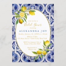 Invitation Carreau Espagnol Bleu et Citron