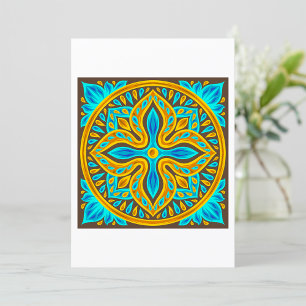Invitation Carreau marocain méditerranéen motif bleu et or