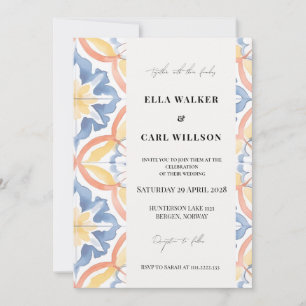 Invitation Carreau Marocain Orange Gras de Mariage d'Été