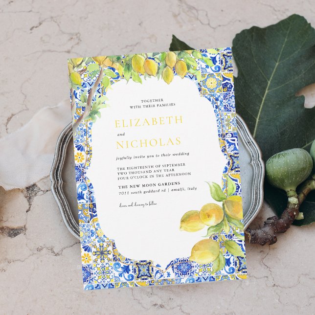 Invitation Carreaux de citron | Mariage d'été méditerranéen (Créateur téléchargé)