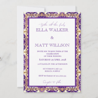 Invitation Carreaux de mariage de printemps violet inspirés p