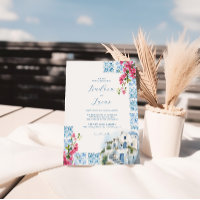 Carreaux Floraux Élégants Aquarelle | Mariage en G