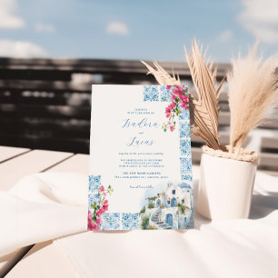 Invitation Carreaux Floraux Élégants Aquarelle   Mariage en G