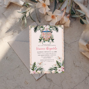 Invitation Carreaux Floraux Mariage Tropical Marocain