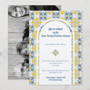 Invitation Carreaux portugais Cadre photo pour Noël en famill