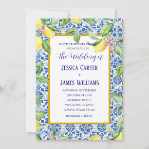 Invitation Carreaux portugais Lemons Mariage méditerranéen