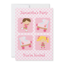 Invitation carrée de partie de Rollerskating du