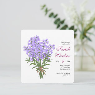 Invitation Carrée pour une Fête d'Adieu Lavande