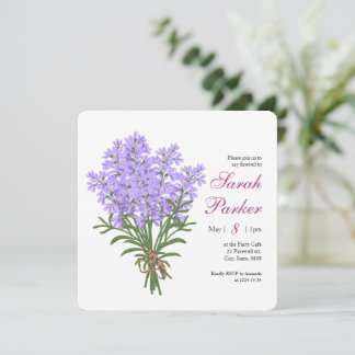 Invitation Carrée pour une Fête d'Adieu Lavande