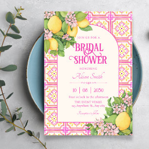 Invitation Carrelage artistique rose floral shower de mariage