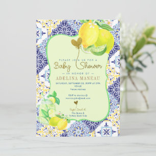 Invitation Carrelage bleu Azulejo Lemon Baby shower italien A