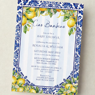 Invitation Carrelage Bleu Citron Ciao Bambino Garçon Baby Sho
