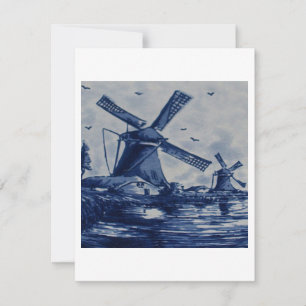 Invitation Carrelage Bleu Delft - Windmills by the Water