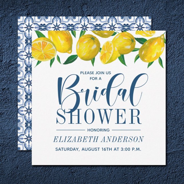 Invitation Carrelage bleu Italie Citron nuptiale douche Invit (Créateur téléchargé)