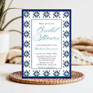 Invitation Carrelage bleu italien La Dolce Vita Fête des mari