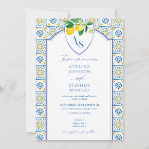 Invitation Carrelage bleu méditerranéen Citron tout en un Mar