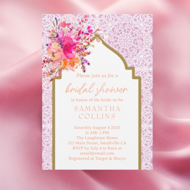Invitation Carrelage méditerranéen chic Lilac Aquarelle Flora (Créateur téléchargé)