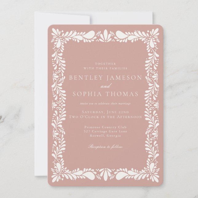 Invitation Carrelage Talavera rose Espagne Mariage Fiesta (Devant)