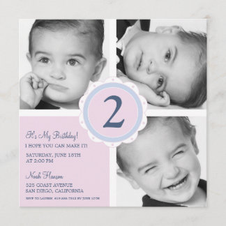 Invitation Carrés photos d'anniversaire
