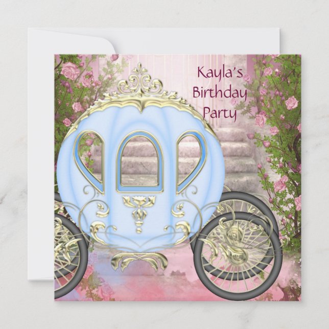 Invitation Carriage Rose Roses Princesse Anniversaire (Devant)