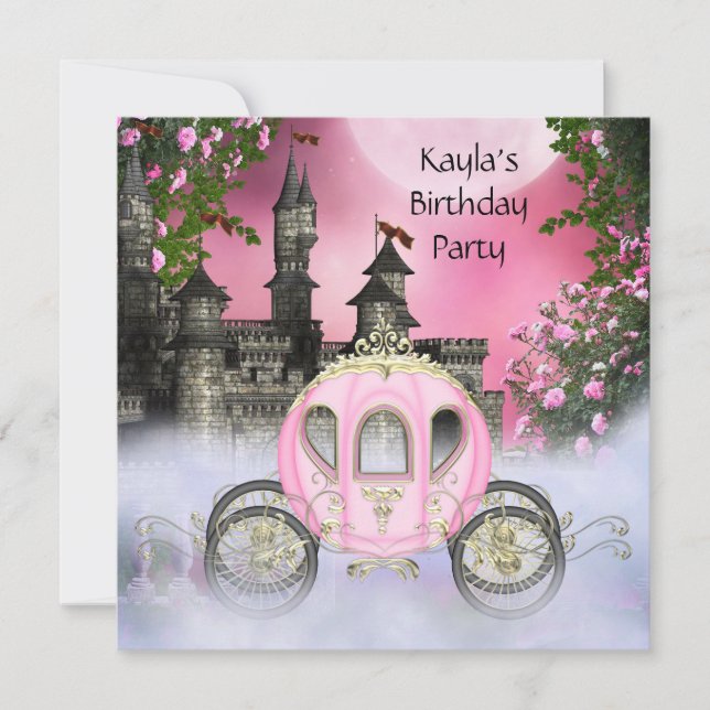 Invitation Carriage Rose Roses Princesse Anniversaire (Devant)