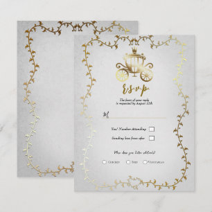 Invitation Carrosse doré élégant Histoire de mariage sur fond