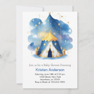 Invitation Carrousel céleste Dreamy Circus Boy Baby shower