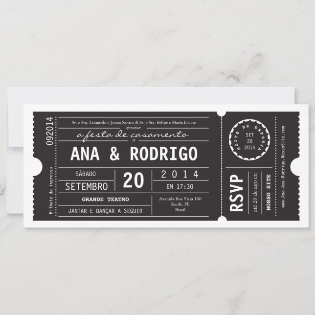 Invitation Cartaz convainc de casamento do teatro em preto (Devant)
