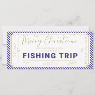 Invitation Carte-cadeau de bon de voyage de pêche Bleu Marine