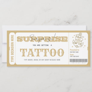 Invitation Carte-cadeau de certificat de tatouage surprise pe