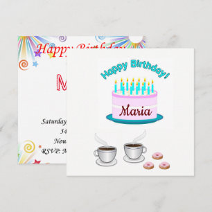 Invitation Carte d'anniversaire Gâteau Rose