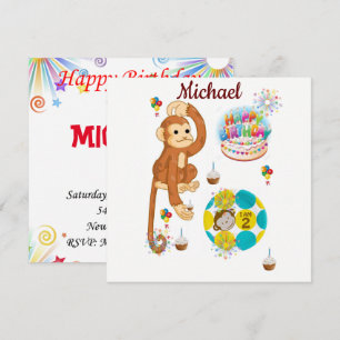Invitation Carte d'anniversaire Singe Deux Ans