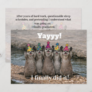 Invitation 🎓Carte de célébration de la loutre effrontée drôl