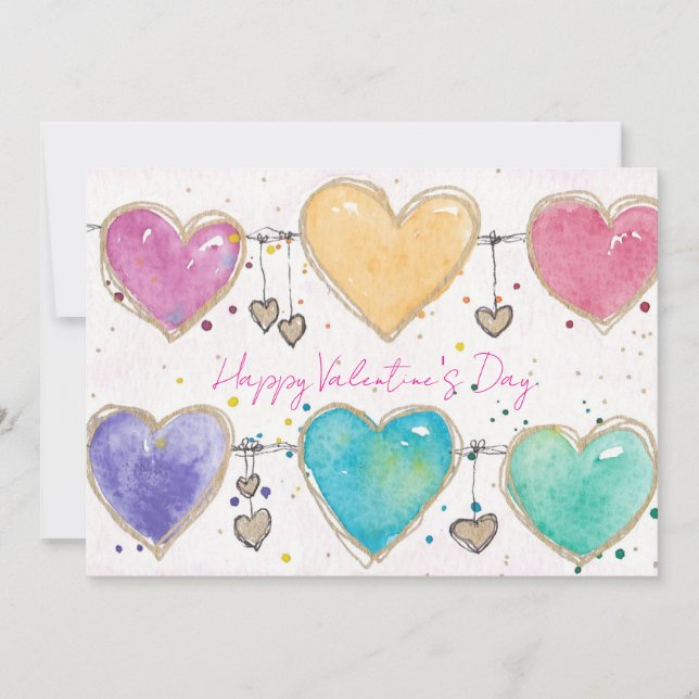 Invitation carte de la Saint-Valentin à coeurs mot (Devant)