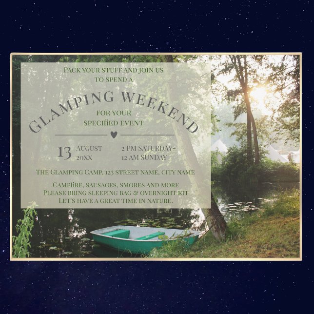 Invitation carte de week-end de camping Glamping (Créateur téléchargé)