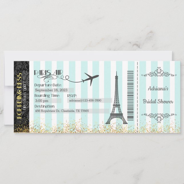 Invitation Carte d'Embarquement Paris, Anniversair (Devant)
