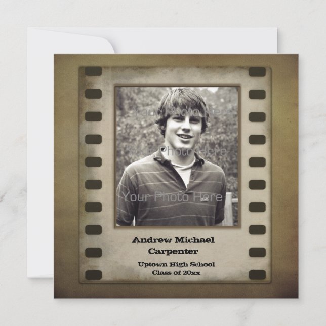 Invitation Carte photo Brown de Grunge Strip (Devant)