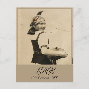Invitation Carte Postale 100e anniversaire Elegant Monogramme Photo