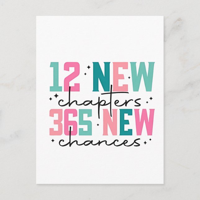 Invitation Carte Postale 12 Nouveaux chapitres, 365 Nouvelles chances 100 J (Devant)