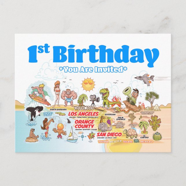 Invitation Carte Postale 1er anniversaire SoCal (Devant)