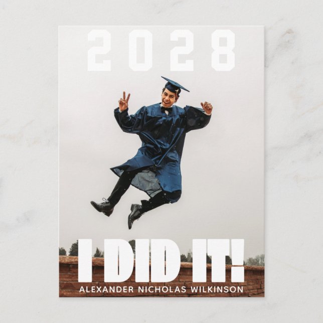 Invitation Carte Postale 2022 J'AI FAIT IT Bold Script Fun Photo Graduation (Devant)