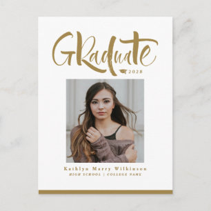 Invitation Carte Postale 2023 Modern Gold Script - Diplôme photo tendance