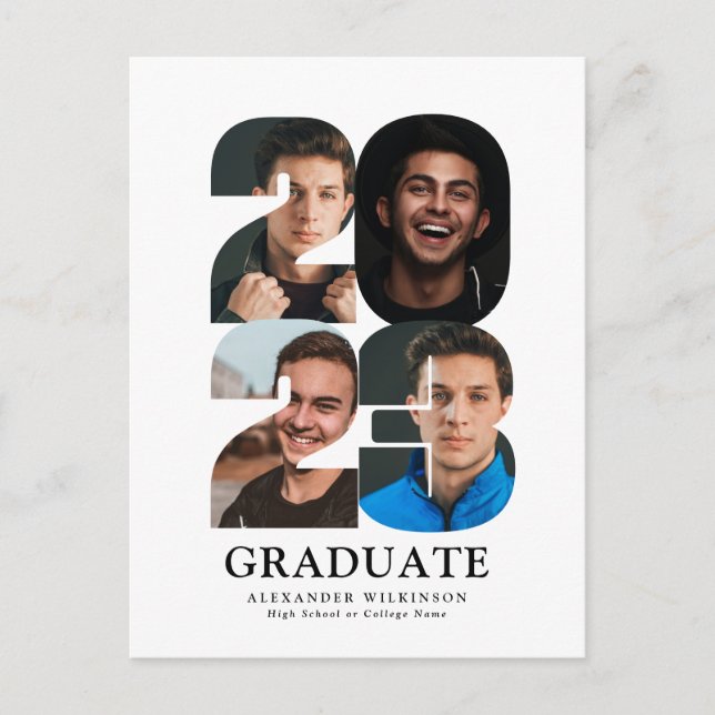 Invitation Carte Postale 2023 Moderne tendance 4 Photo Collage Graduation (Devant)
