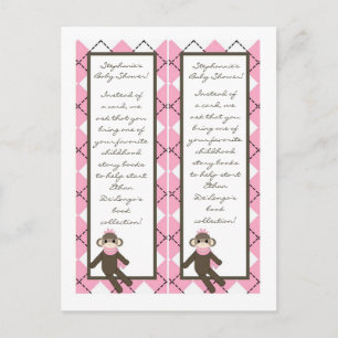 Invitation Carte Postale 2 Marques de livre Jacquard de singe rose soc