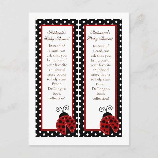 Invitation Carte Postale 2 marques de livre Red Ladybug (Devant)