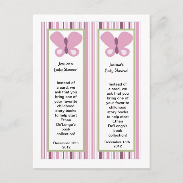 Invitation Carte Postale 2 papillon de prune de sucre Signet (Devant)