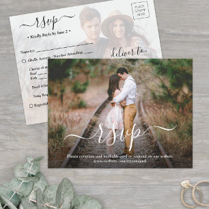 Invitation Carte Postale 2 Photo Mariage RSVP Repas Choix Chanson Demande