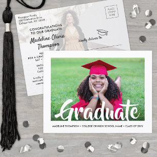 Invitation Carte Postale 2 Photo Script minimal Élégant Modernité Graduatio